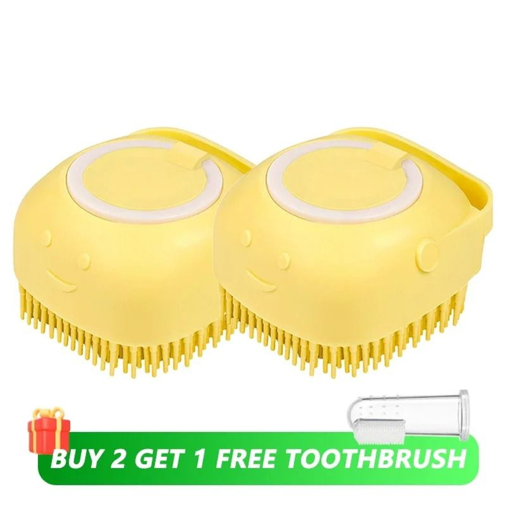 Dog Bathing Brush Pet Massage Brush With Shampoo Dispenser Soft Silicone Rubber Bristle Grooming T 11