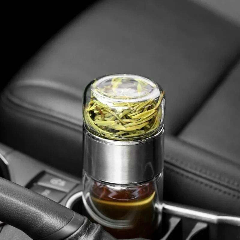 420ml Tea Water Bottle High Borosilicate Glass Double Layer Tea Cup Infuser Tumbler With Tea Filter 2