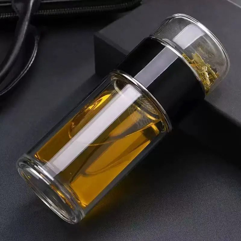 420ml Tea Water Bottle High Borosilicate Glass Double Layer Tea Cup Infuser Tumbler With Tea Filter 6