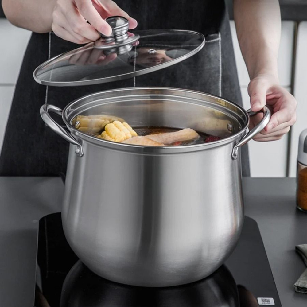 Large Stainless Steel Stock Pot For Soups Stews And Cooking Durable Easy To Clean Essential Kitchen 4
