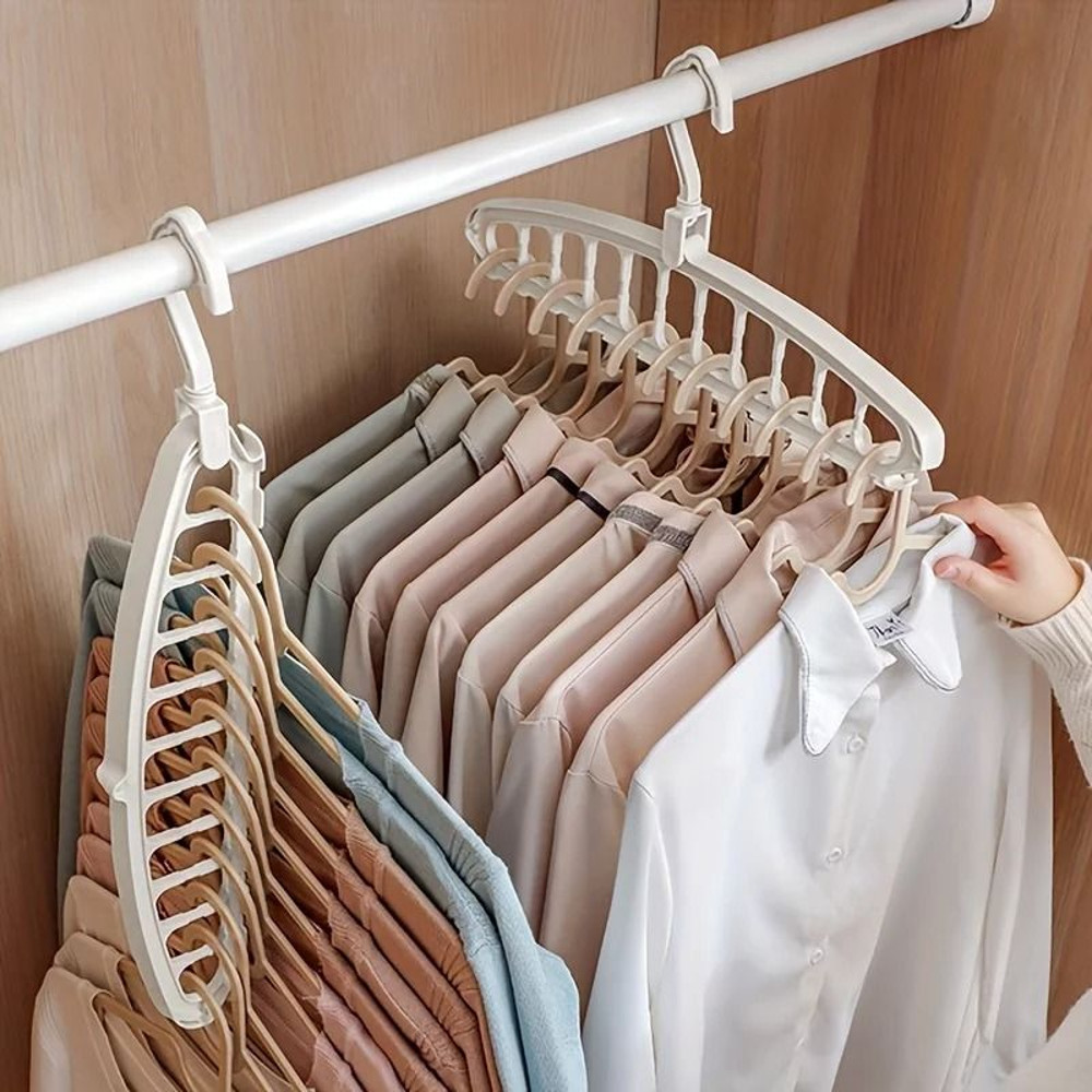 Folding Multi Hole Clothes Hanger Space Saving Closet Organizer 0