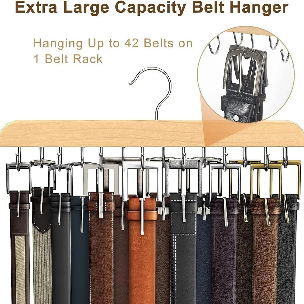 Wooden Belt And Scarf Hanger Organizer For Closet Storage 0