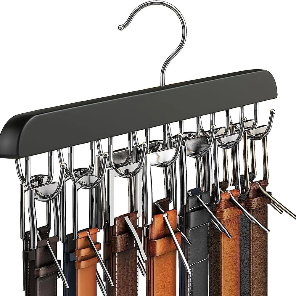 Wooden Belt And Scarf Hanger Organizer For Closet Storage 4