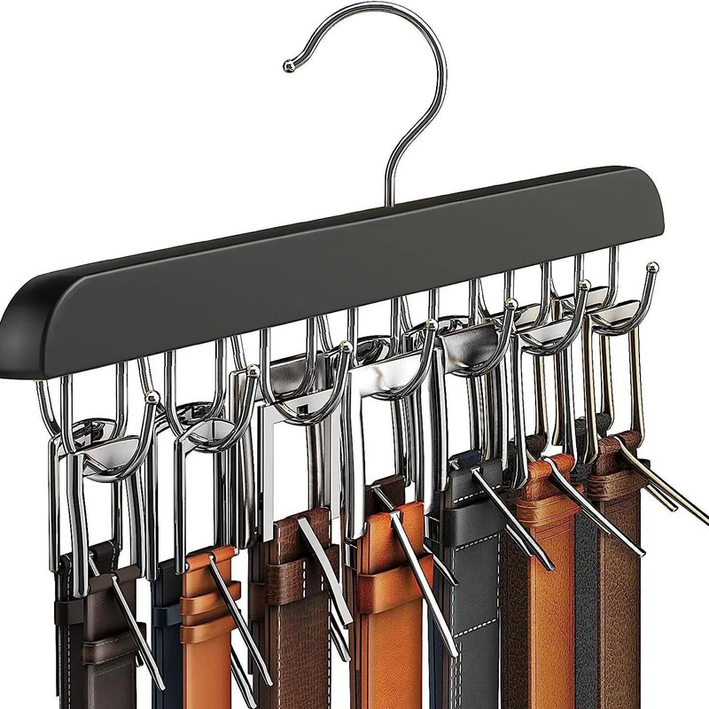Wooden Belt And Scarf Hanger Organizer For Closet Storage 4