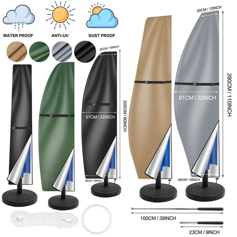 Waterproof Patio Umbrella Cover Outdoor Parasol Protector For Cantilever Or Straight Umbrellas 0