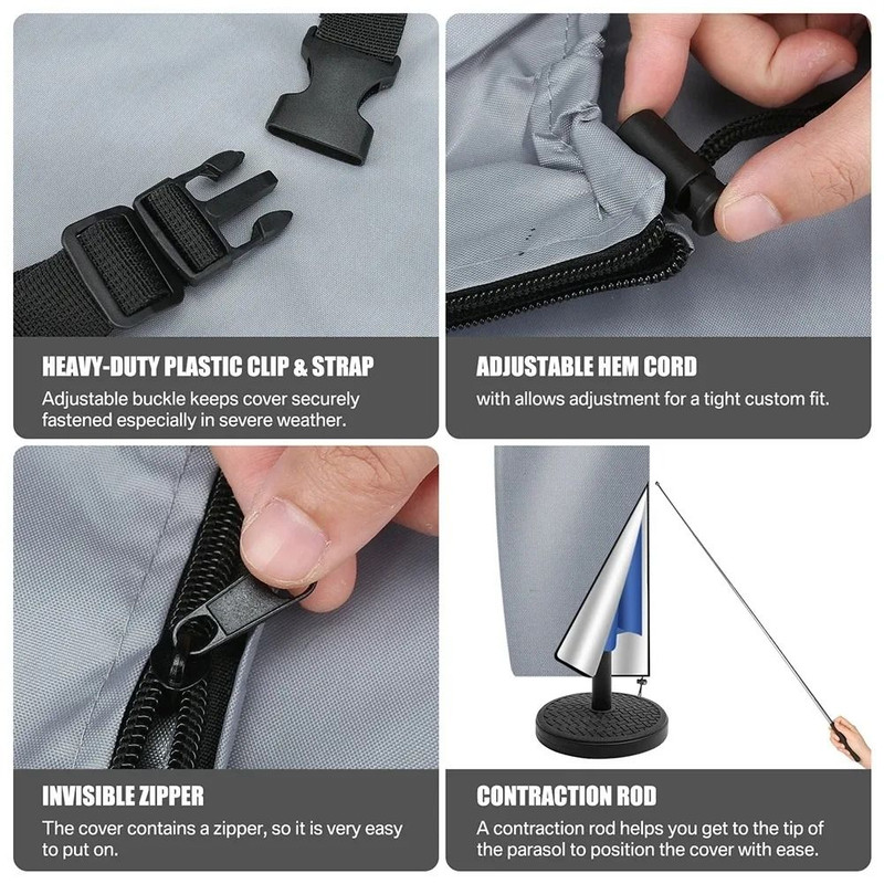 Waterproof Patio Umbrella Cover Outdoor Parasol Protector For Cantilever Or Straight Umbrellas 5
