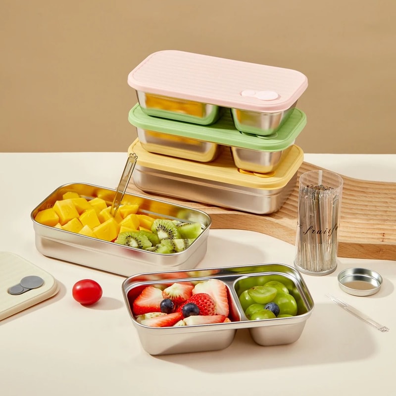Portable Stainless Steel Lunch Box LeakProof Bento Container For Kids And Adults 0