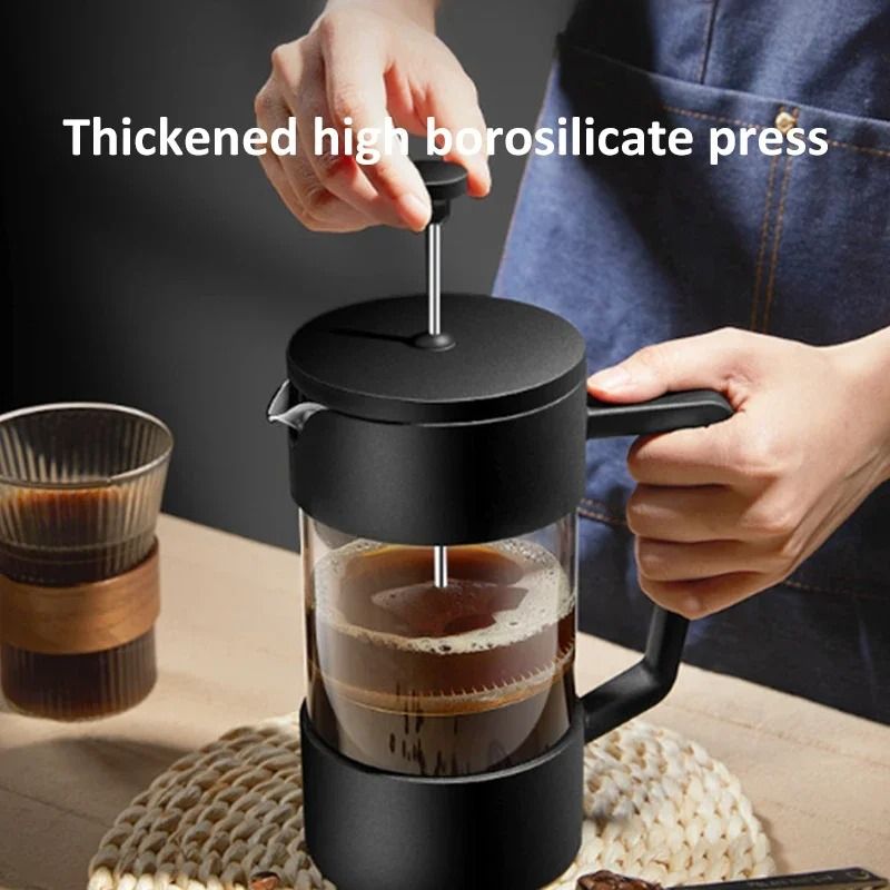 French Press Coffee Maker With Borosilicate Glass And Stainless Steel Filter 1