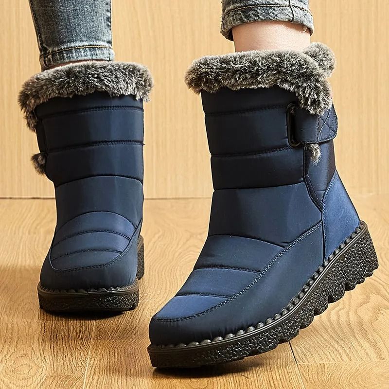 Womens Winter Snow Boots Waterproof Ankle Fur Lined Boots With Low Heels 4