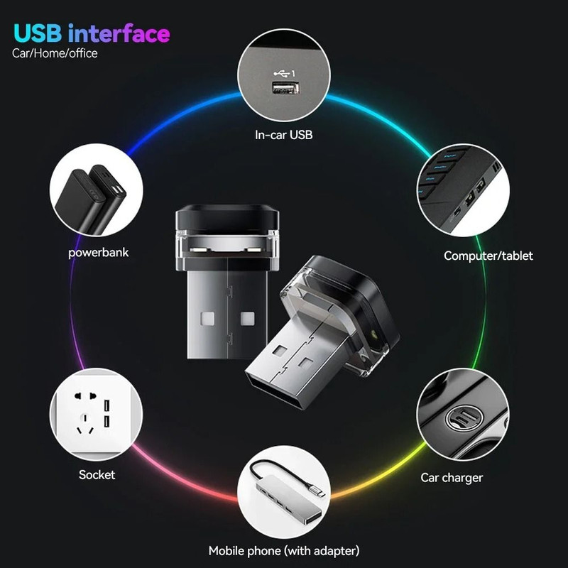 Universal USB Car Interior LED Ambient Light Plug And Play Atmosphere Lamp 4