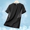 Mens Running TShirt Quick Dry Ice Silk Fitness Top With Reflective Print Breathable Short Sleeve U 7