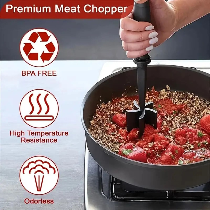 Meat Chopper And Ground Beef Smasher Heat Resistant Cooking Tool 4