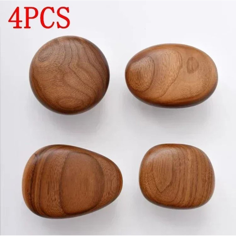 Scandinavian Solid Wood Wall Mounted Clothes Hook Pebble Shape Punch Free Door Hanger 10