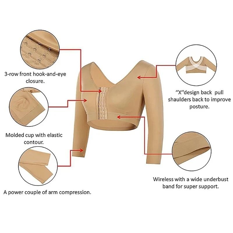 Arm Shaper With Compression Sleeves And Push Up Bra Front Closure Post Surgery Shapewear 4