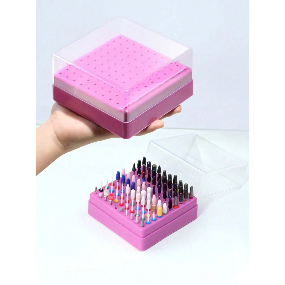 Transparent Nail Drill Bits Storage Box With 48 Holes Manicure Display Stand Organizer 6