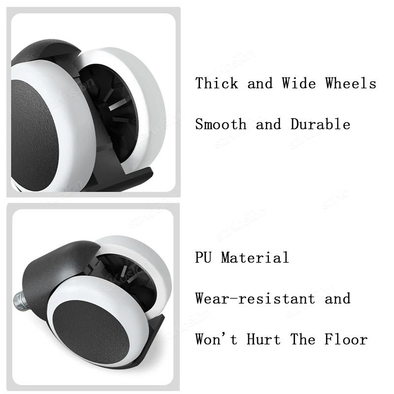 5 Pcs Universal Office Chair Wheels 2 Inch Heavy Duty Swivel Casters With Rubber Brake 3