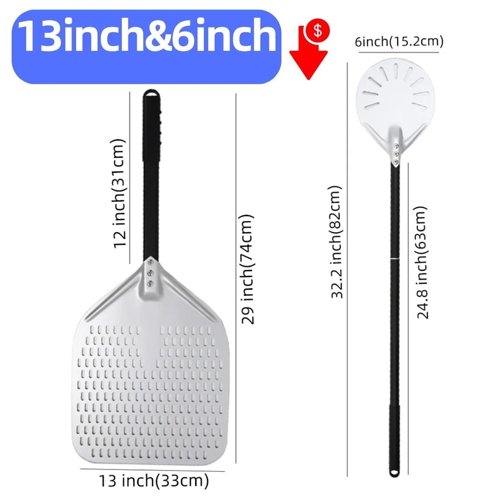 Aluminum Pizza Peel Bread Paddle With Wooden Handle 28