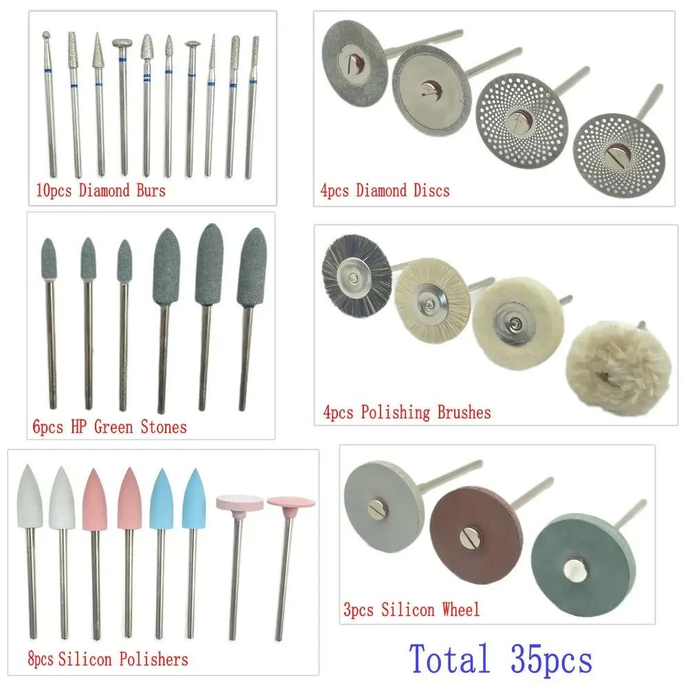35Piece Dental HP Grinding And Polishing Kit For Ceramic And Porcelain 2