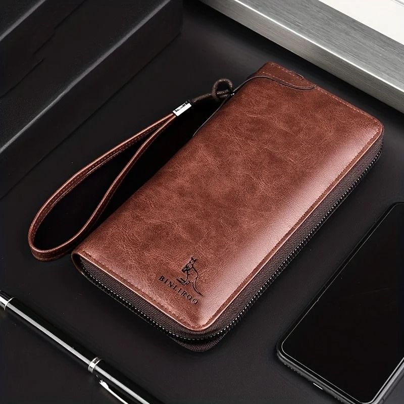Mens Long Zipper Wallet With RFID Blocking And PU Leather Design 4