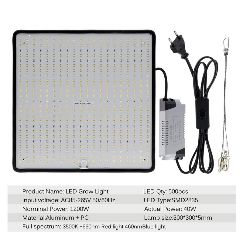 LED Grow Light Full Spectrum 40W Panel For Indoor Plants And Grow Tents 5