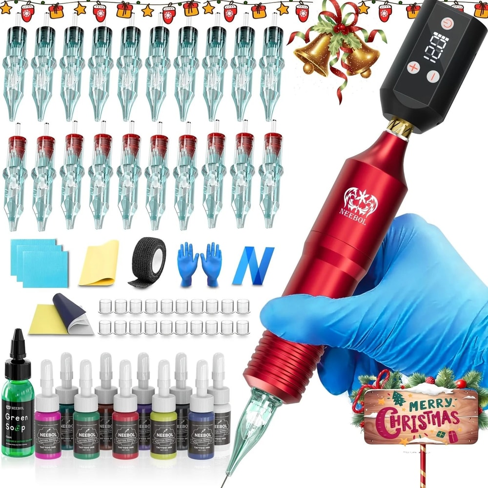 Wireless Tattoo Kit With LED Tattoo Pen And Power Supply 7