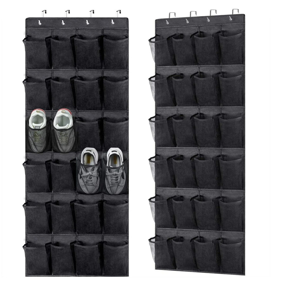 Over The Door Shoe Organizer With 24 Mesh Pockets 0