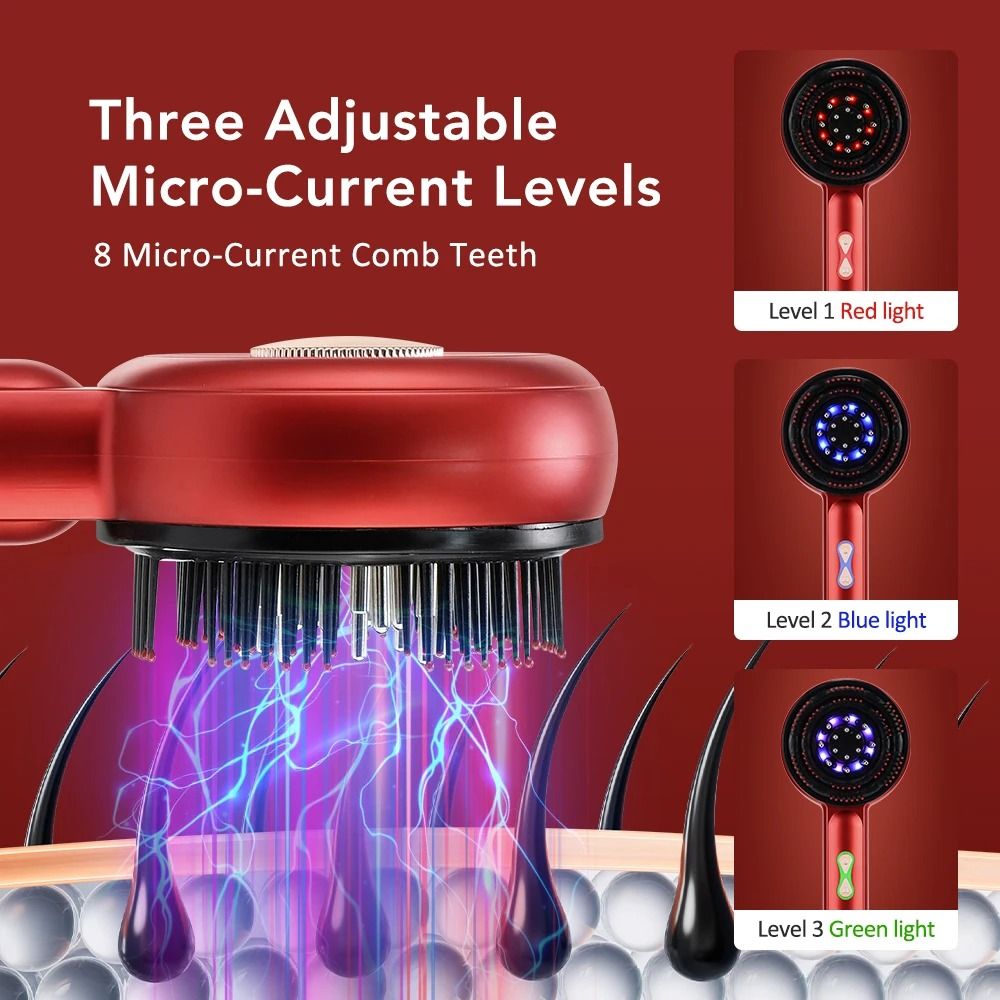 Electric Microcurrent Hair Massage Comb With Red Light Therapy And Scalp Kneading Function 3