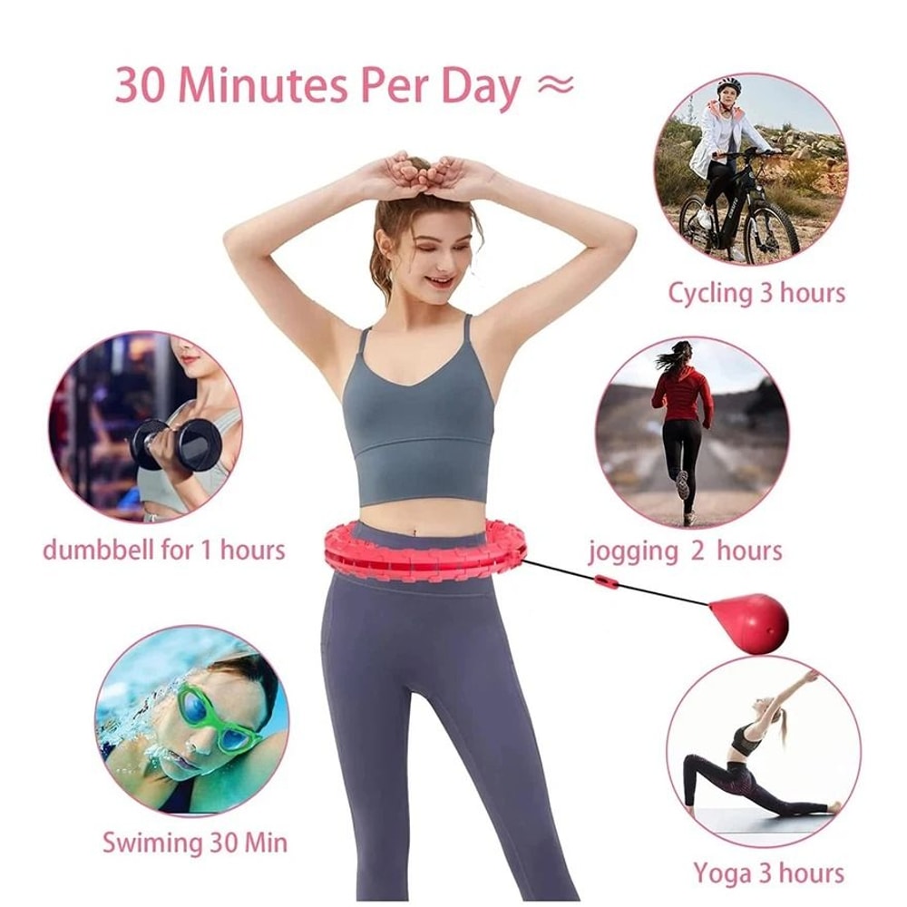 Weighted Fitness Circle Hoop For Adults Smart Adjustable Exercise Hoop With Detachable Knots 5