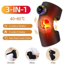 3-in-1 cordless heating knee pad with massage and adjustable strap for knee, shoulder, and elbow relief