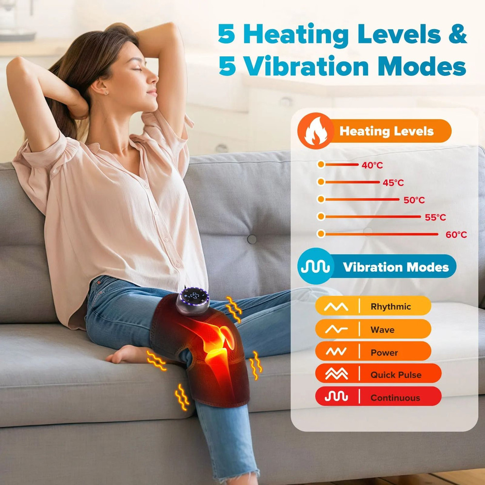 3in1 Cordless Heating Knee Pad With Massage And Adjustable Strap For Knee Shoulder And Elbow Relief 2