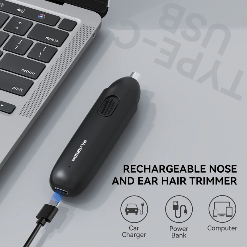 Electric Nose Hair Trimmer Rechargeable 360 DualBlade Grooming Tool For Men 6