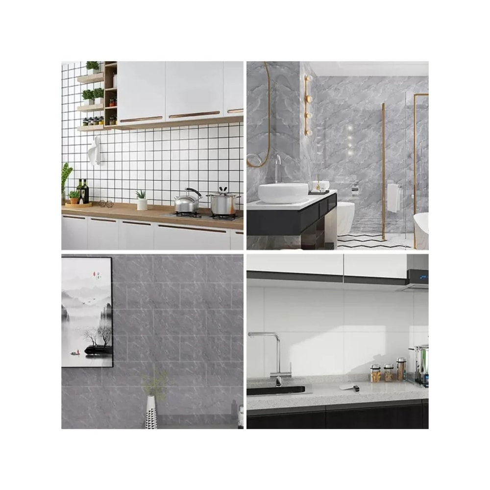 Self Adhesive Marble Tile Stickers 10pcs Waterproof Peel And Stick Wall And Floor Tiles For Kitchen 2