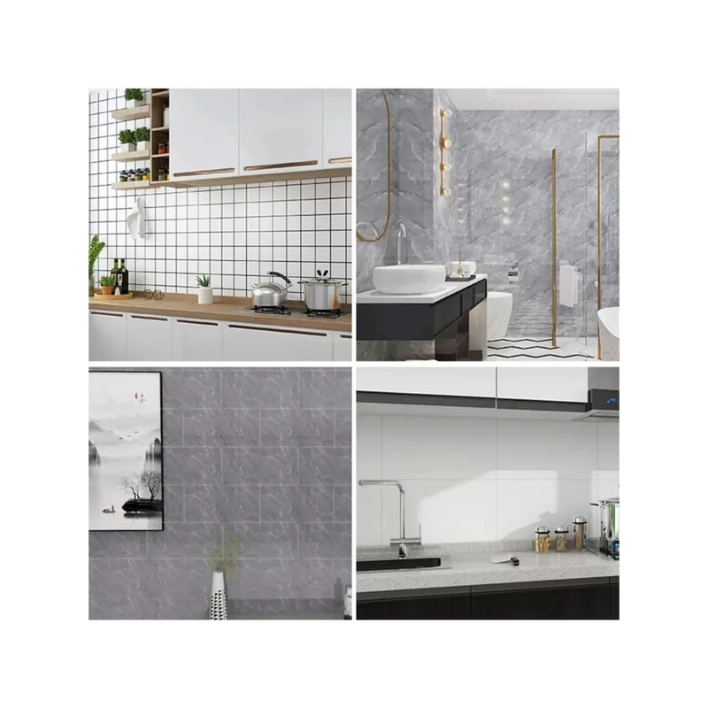Self Adhesive Marble Tile Stickers 10pcs Waterproof Peel And Stick Wall And Floor Tiles For Kitchen 2
