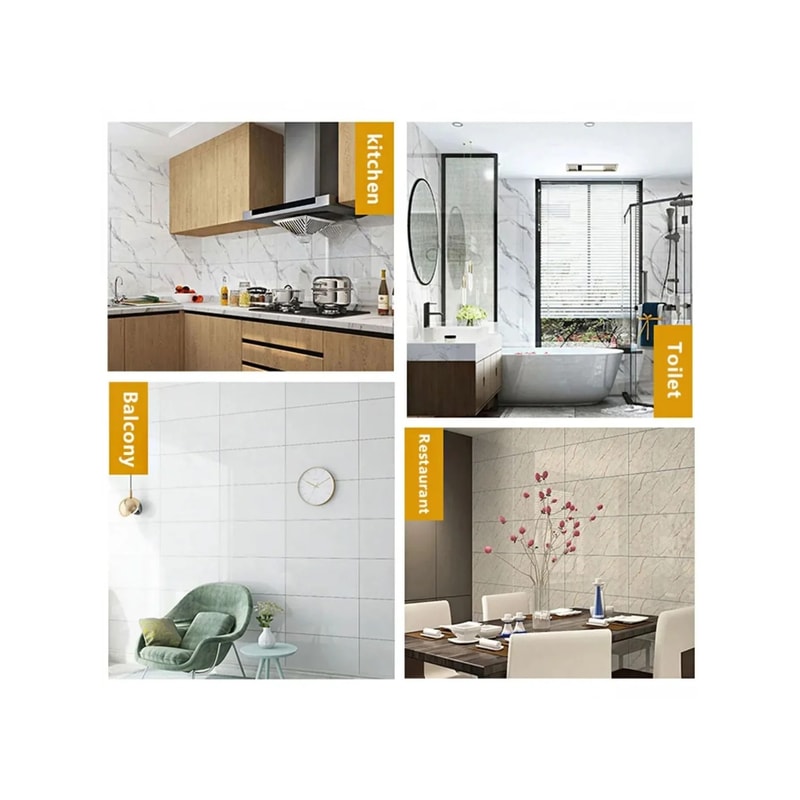 Self Adhesive Marble Tile Stickers 10pcs Waterproof Peel And Stick Wall And Floor Tiles For Kitchen 4