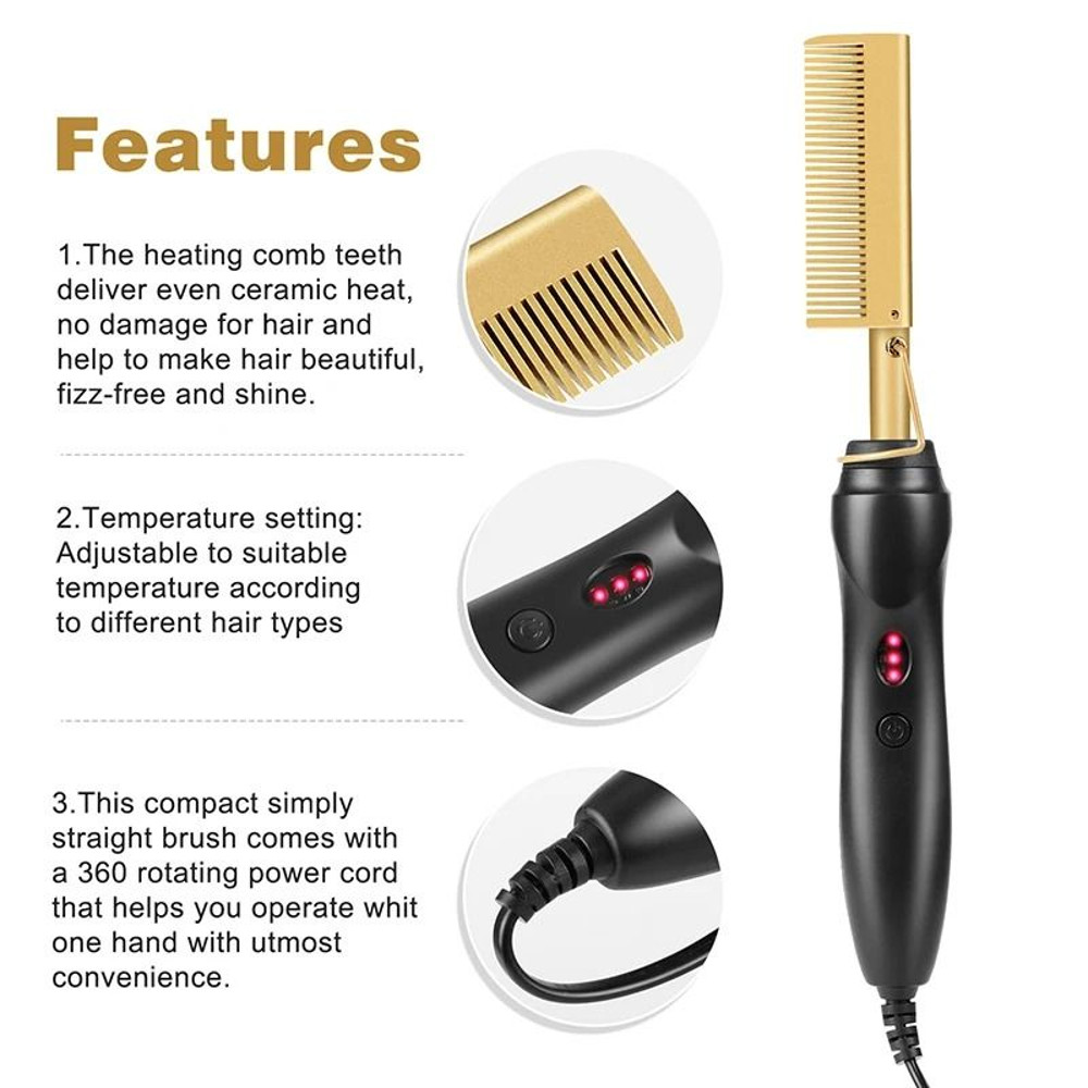 2 In 1 Electric Hot Comb Hair Straightener And Curler Adjustable Heating For Wet Or Dry Hair Styli 6
