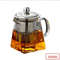 Heat Resistant Glass Teapot With Stainless Steel Infuser Clear Square Tea Kettle For Loose Leaf Te 9