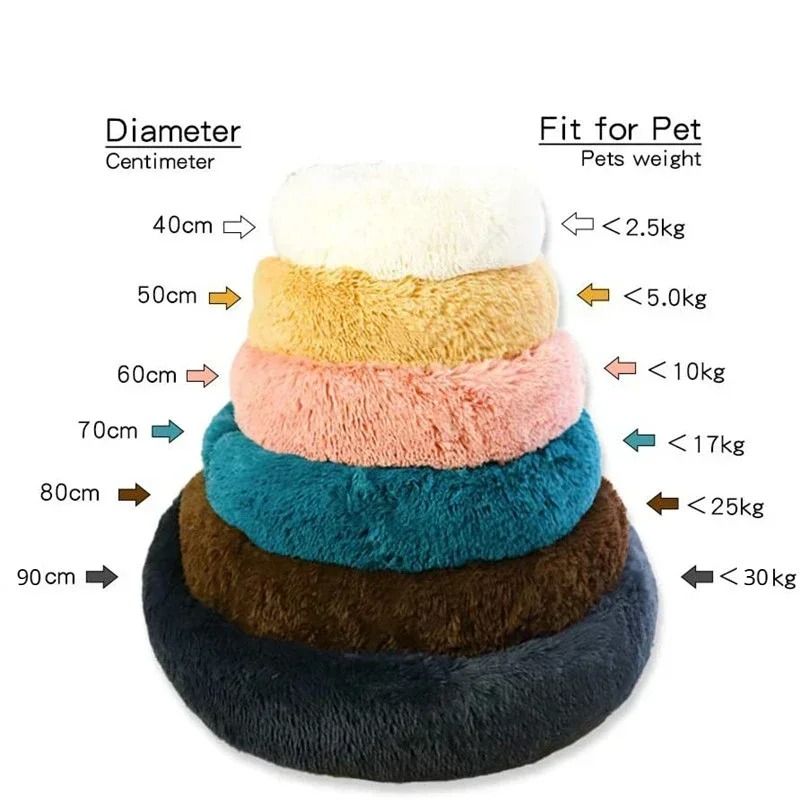 Round Plush Pet Bed Super Soft Warm Sleeping House For Cats And Dogs 6