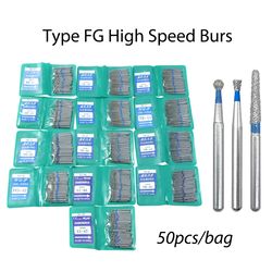 50 piece dental diamond burs set high speed polishing and smoothing drill tools
