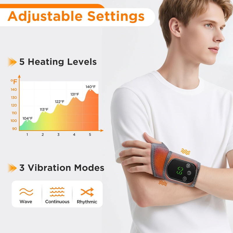 2 In 1 Heating Wrist Guard With Vibration Massage USB Adjustable Hot Compress Wristband 2