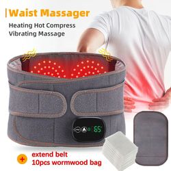 electric heating waist massager belt with vibration and hot compress therapy