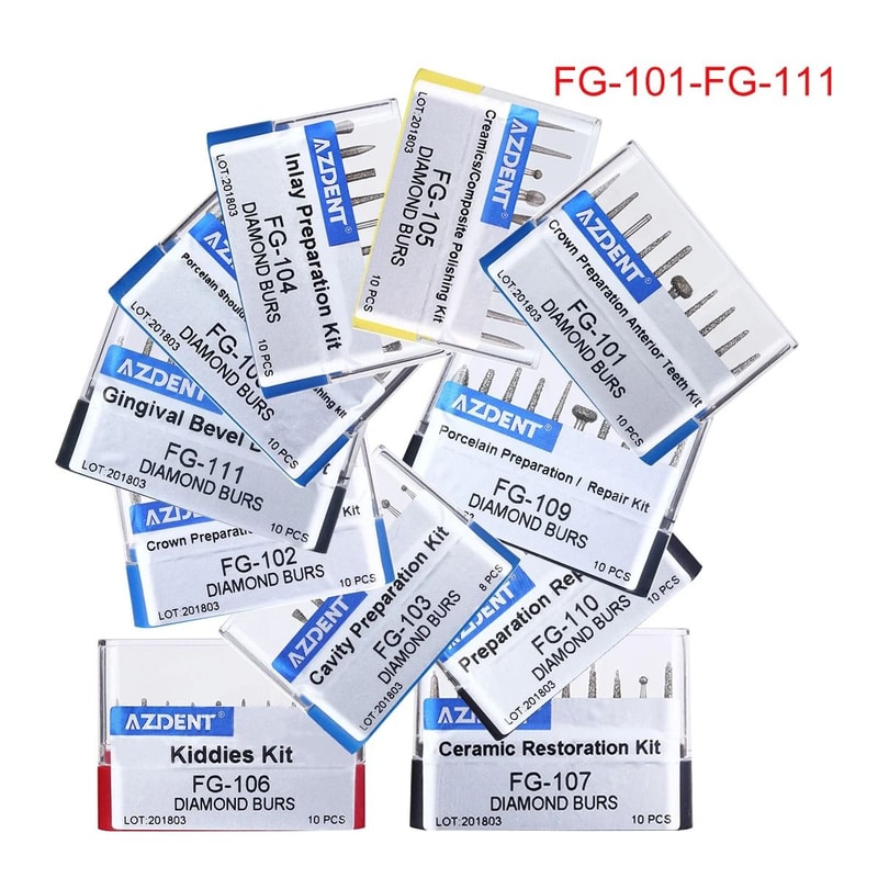 Dental Diamond Bur Kit With Storage Box For High Speed Handpiece 6