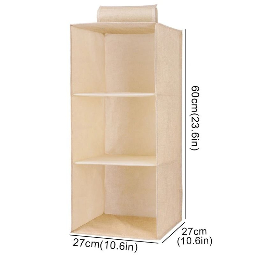 Cotton Linen Hanging Storage Organizer With Drawers For Closet And Wardrobe 10