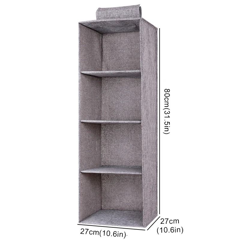Cotton Linen Hanging Storage Organizer With Drawers For Closet And Wardrobe 11
