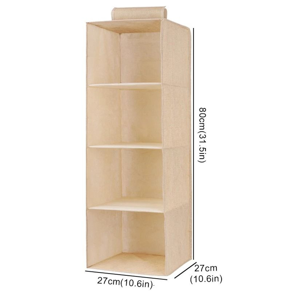 Cotton Linen Hanging Storage Organizer With Drawers For Closet And Wardrobe 12