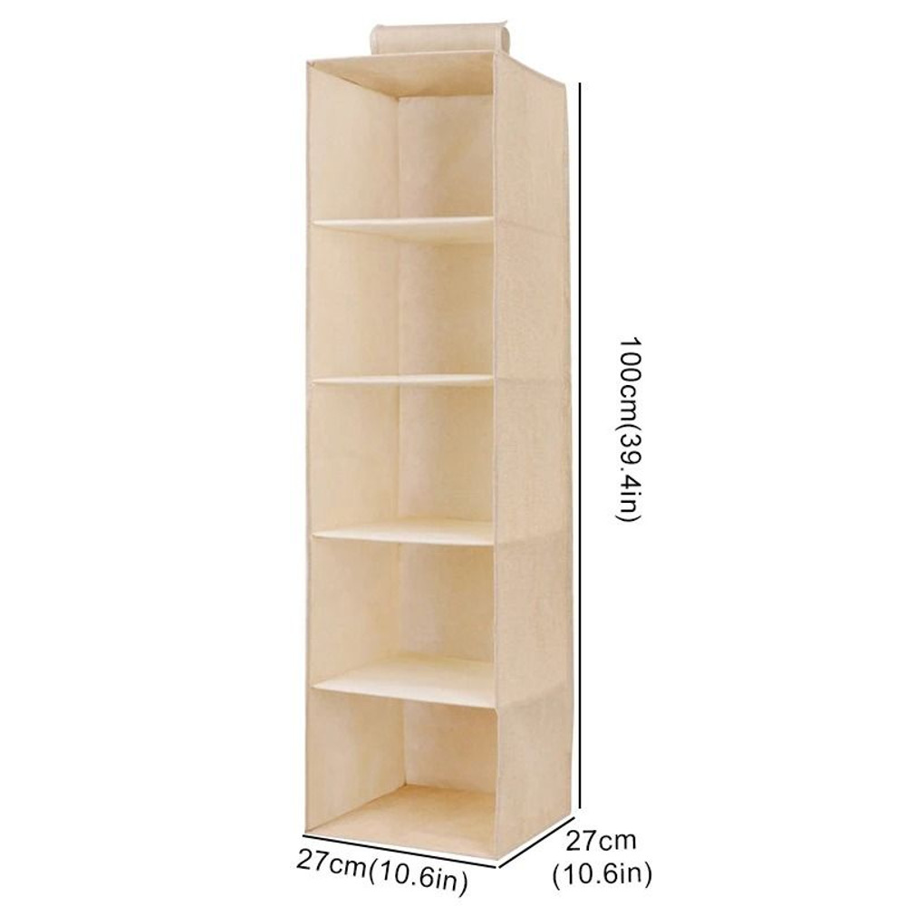 Cotton Linen Hanging Storage Organizer With Drawers For Closet And Wardrobe 14