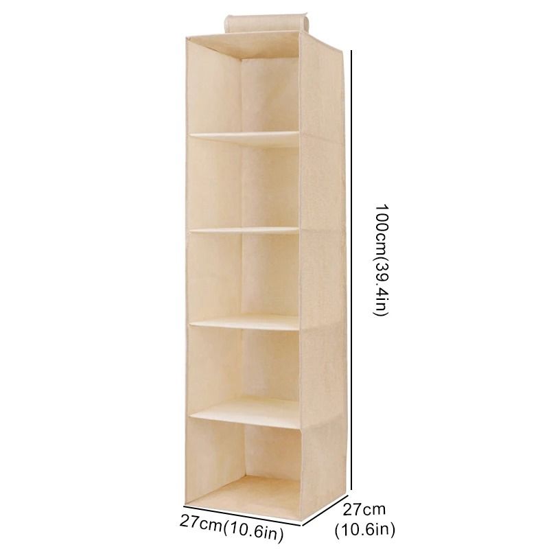 Cotton Linen Hanging Storage Organizer With Drawers For Closet And Wardrobe 14