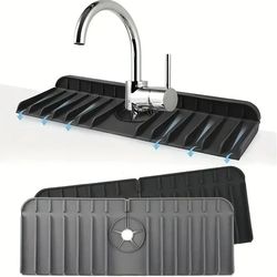 silicone faucet mat dish soap sponge holder sink kitchen countertop drying mat