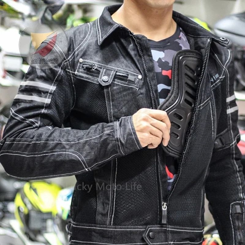 Mens Breathable Mesh Motorcycle Jacket With Protective Padding 1