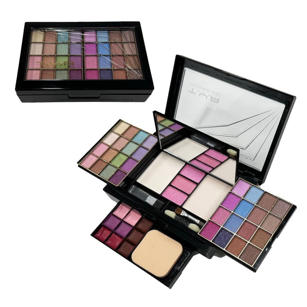 46 Color Makeup Palette With Eyeshadow Blush Powder Puff And Lip Gloss Set 6