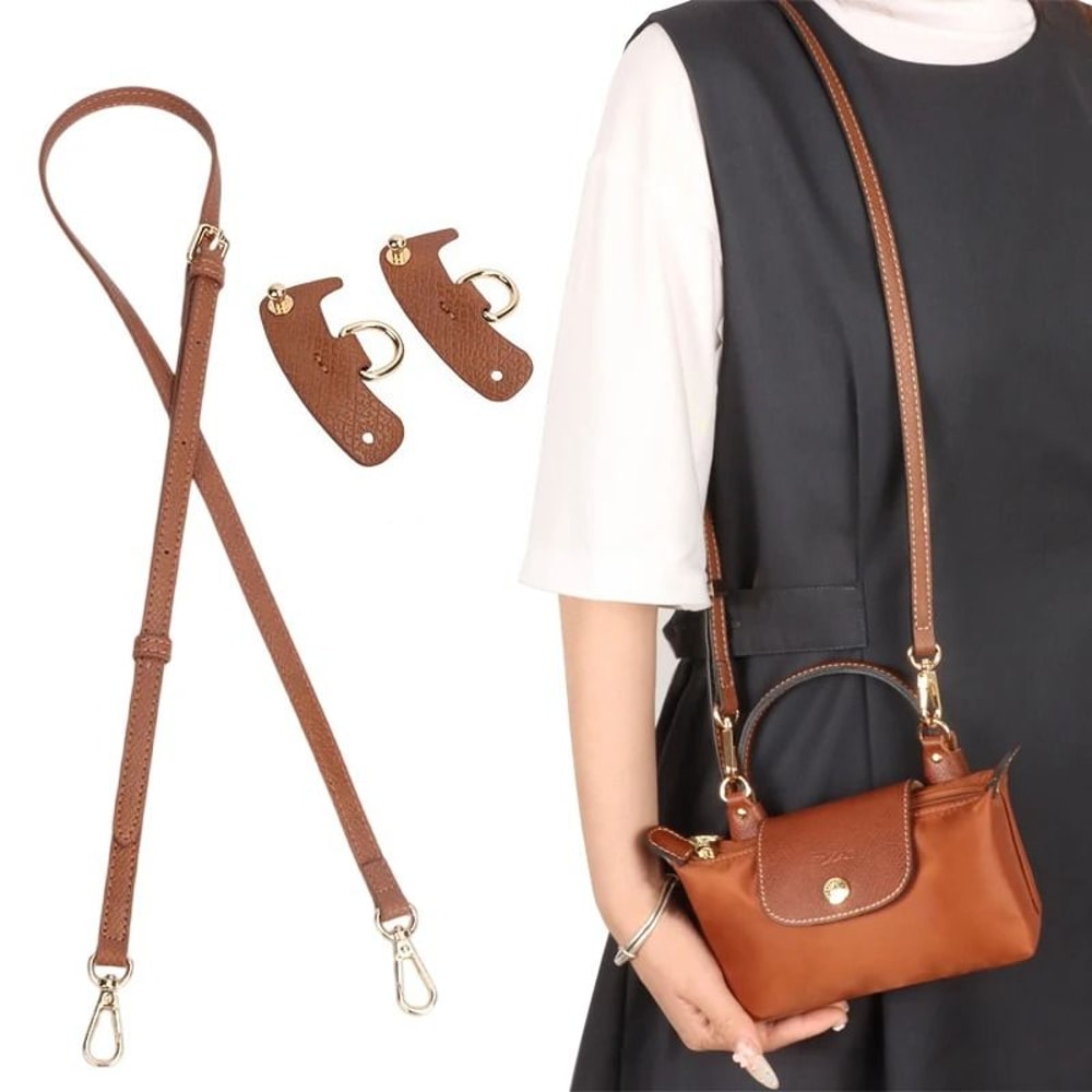 Genuine Leather Shoulder Strap Set For Longchamp Mini Bags 0